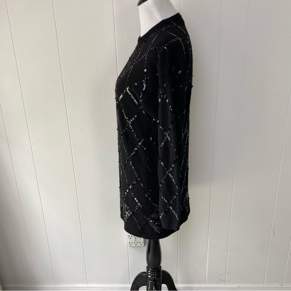 William Kasper California Sweater Tunic Women S Black Sequin Cashmere Knit 70s - Picture 9 of 15